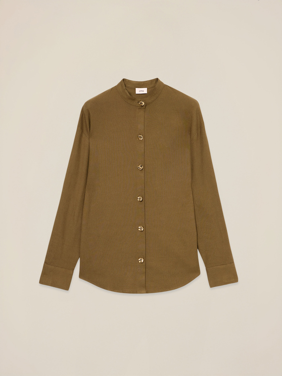 Linen blend shirt jacket