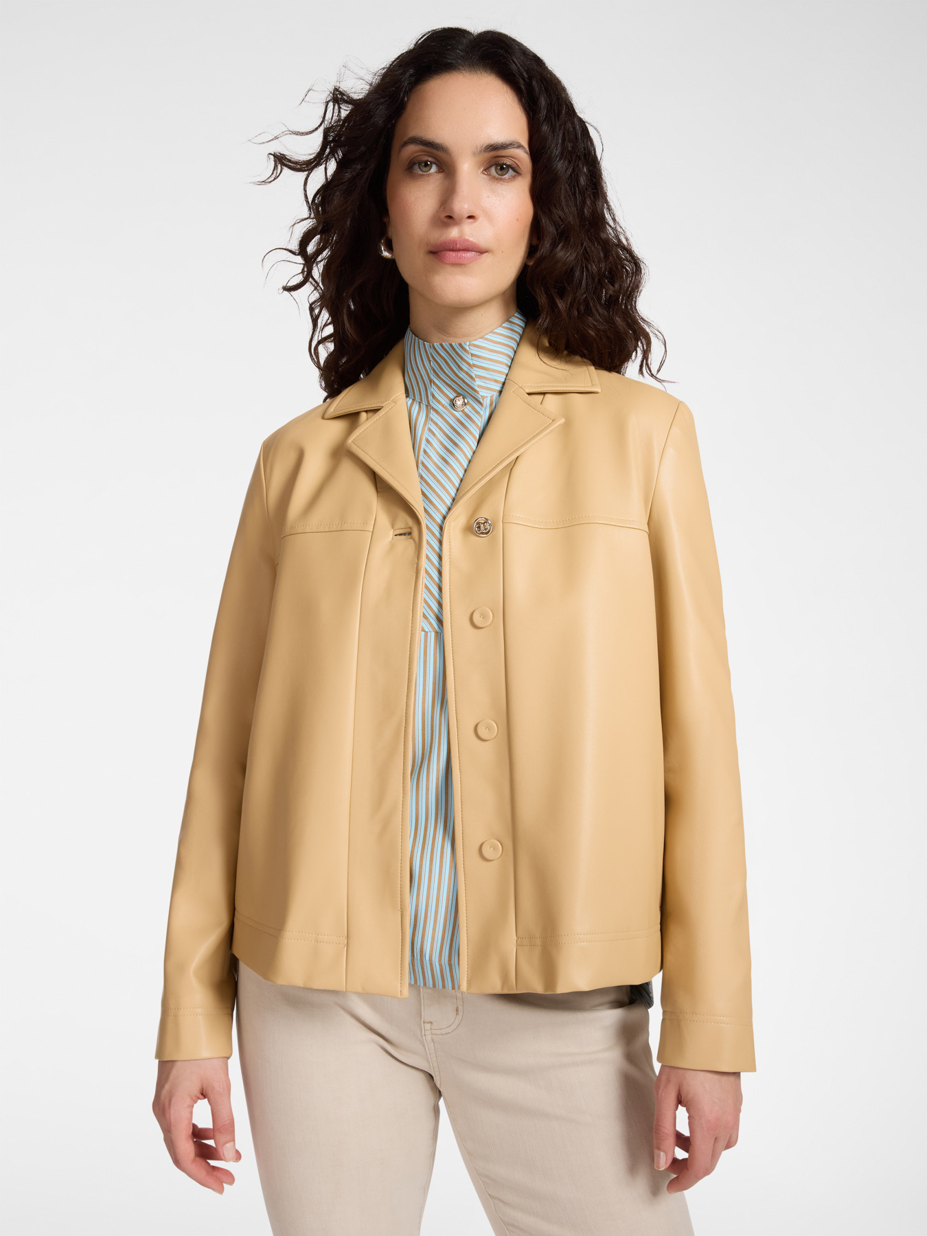 Boxy jacket in coated fabric image number 3