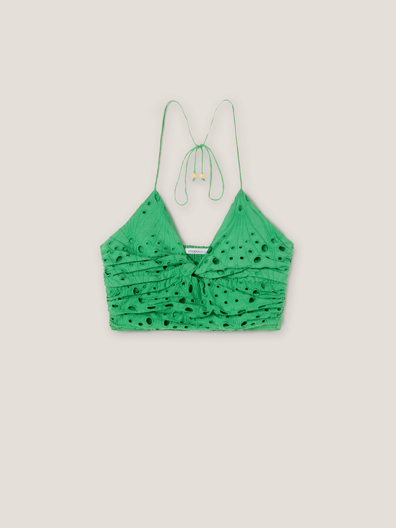 Top brassiere in pizzo sangallo