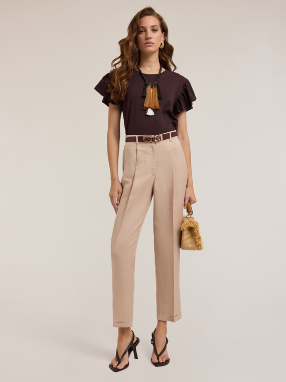 Viscose linen regular trousers