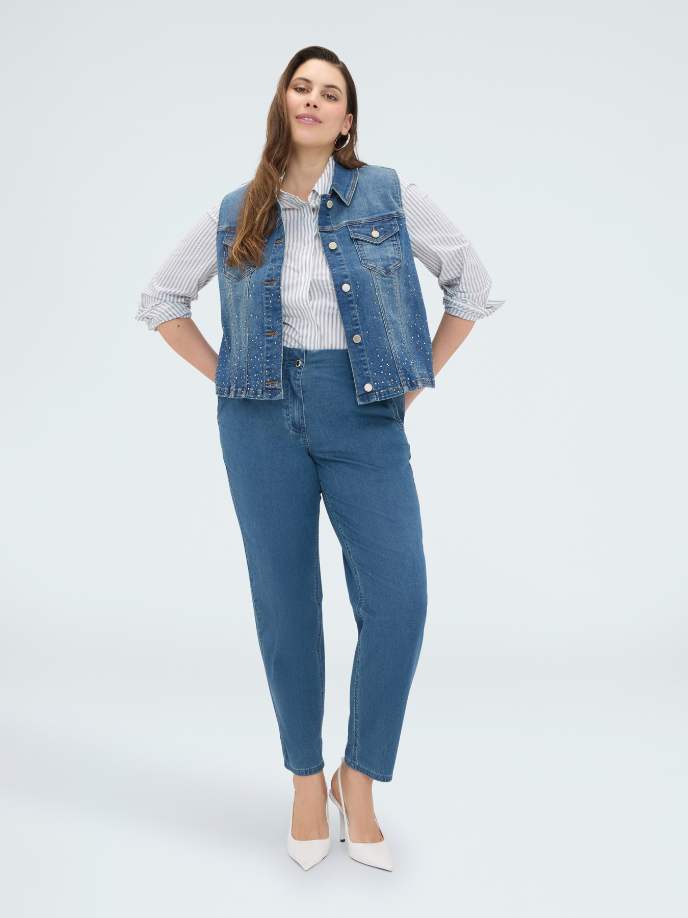 Balloon-Jeans aus Baumwoll-Denim-Mix image number 2