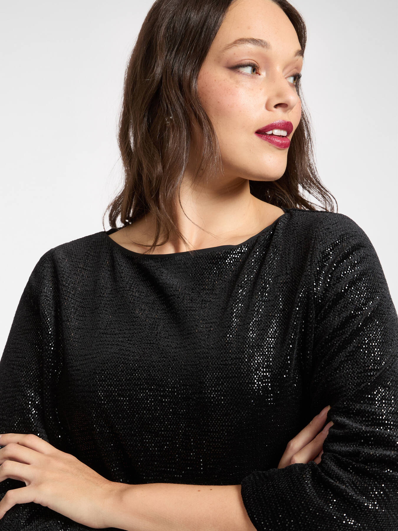 Blouse en chenille lamin&eacute;e image number 3