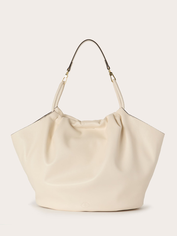 Curly tote bag in coated fabric