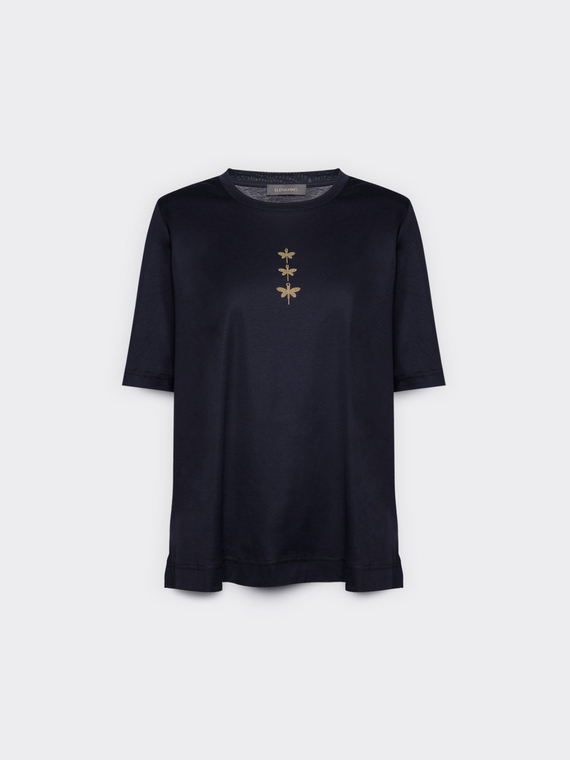 T-Shirt aus Baumwolle mit Libellen