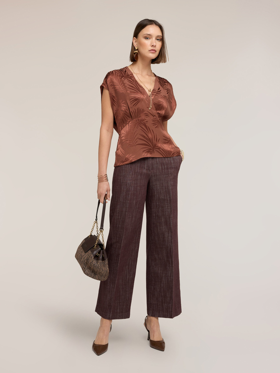 Blusa kimono en raso jacquard