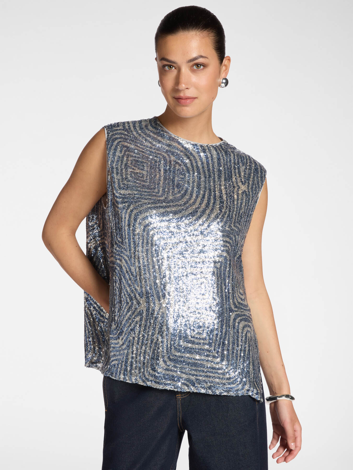 Sequined tulle top image number 0