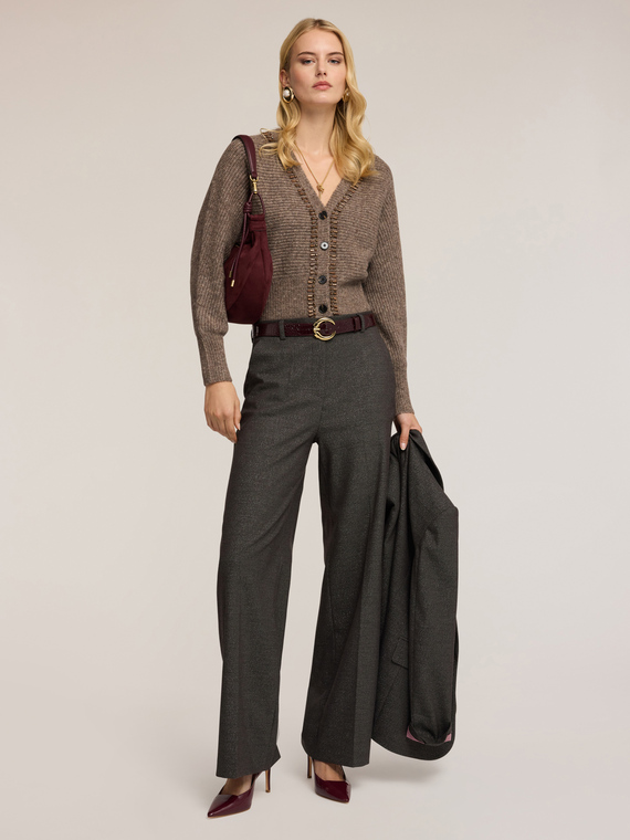 Mixed mohair knit cardigan with stones