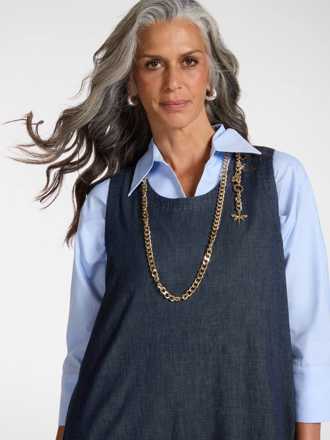 Abito in Chambray senza maniche image number 3