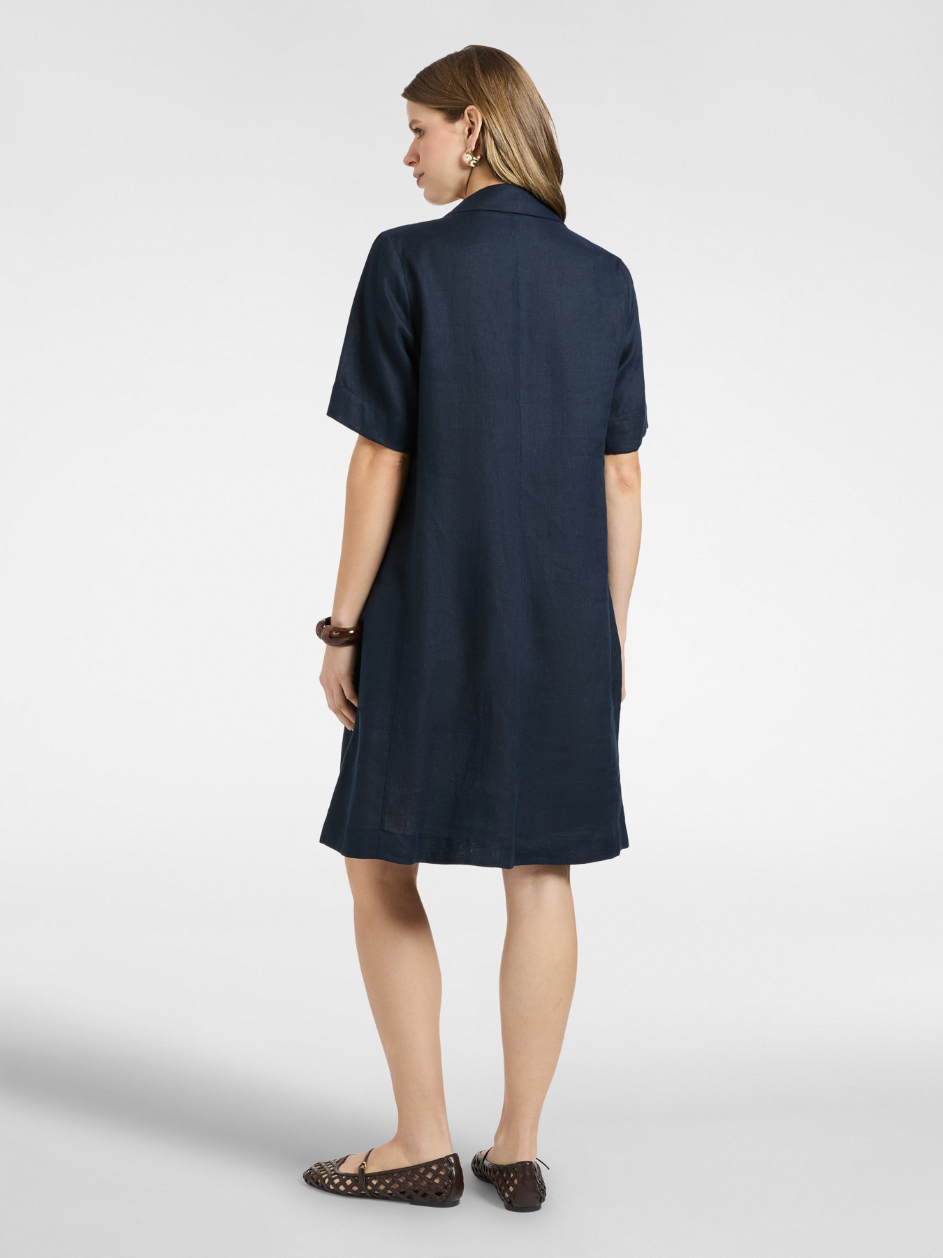 Short sleeve linen shirt dress image number 1