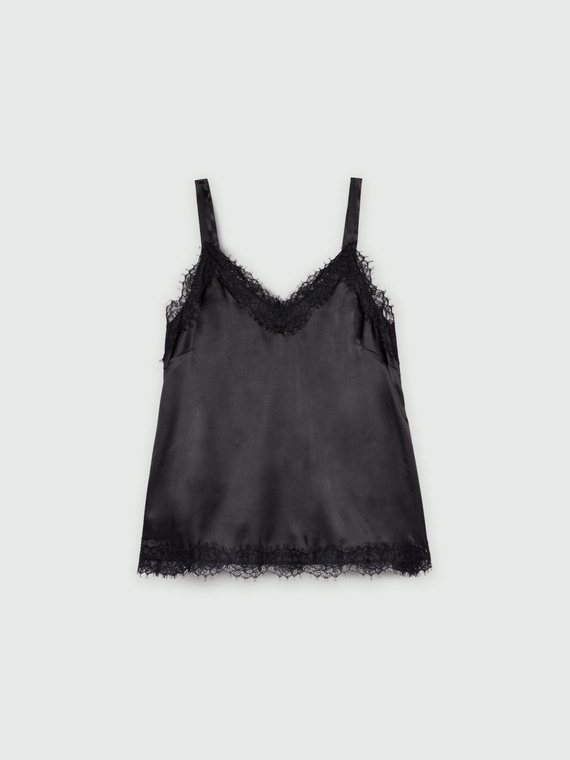 Top in raso con pizzo