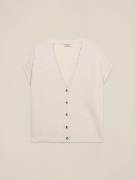 Short cardigan in fine-knit viscose blend