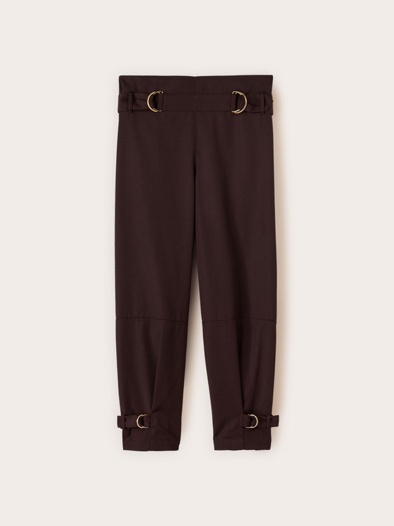 Polyviscose trousers with straps