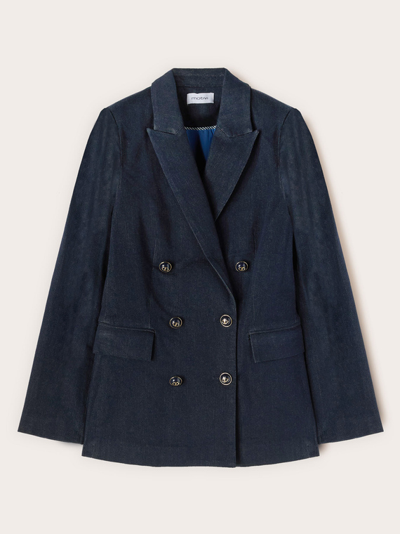 Double-breasted denim blazer