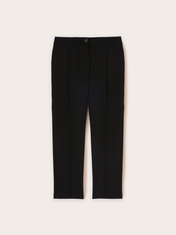 Regular trousers in crêpe fabric