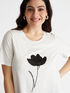 T-Shirt mit Blumendruck und Perlen image number 3