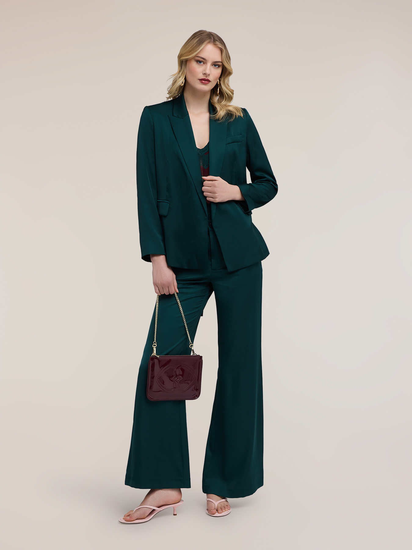 Fluid satin jacket with belt image number 2