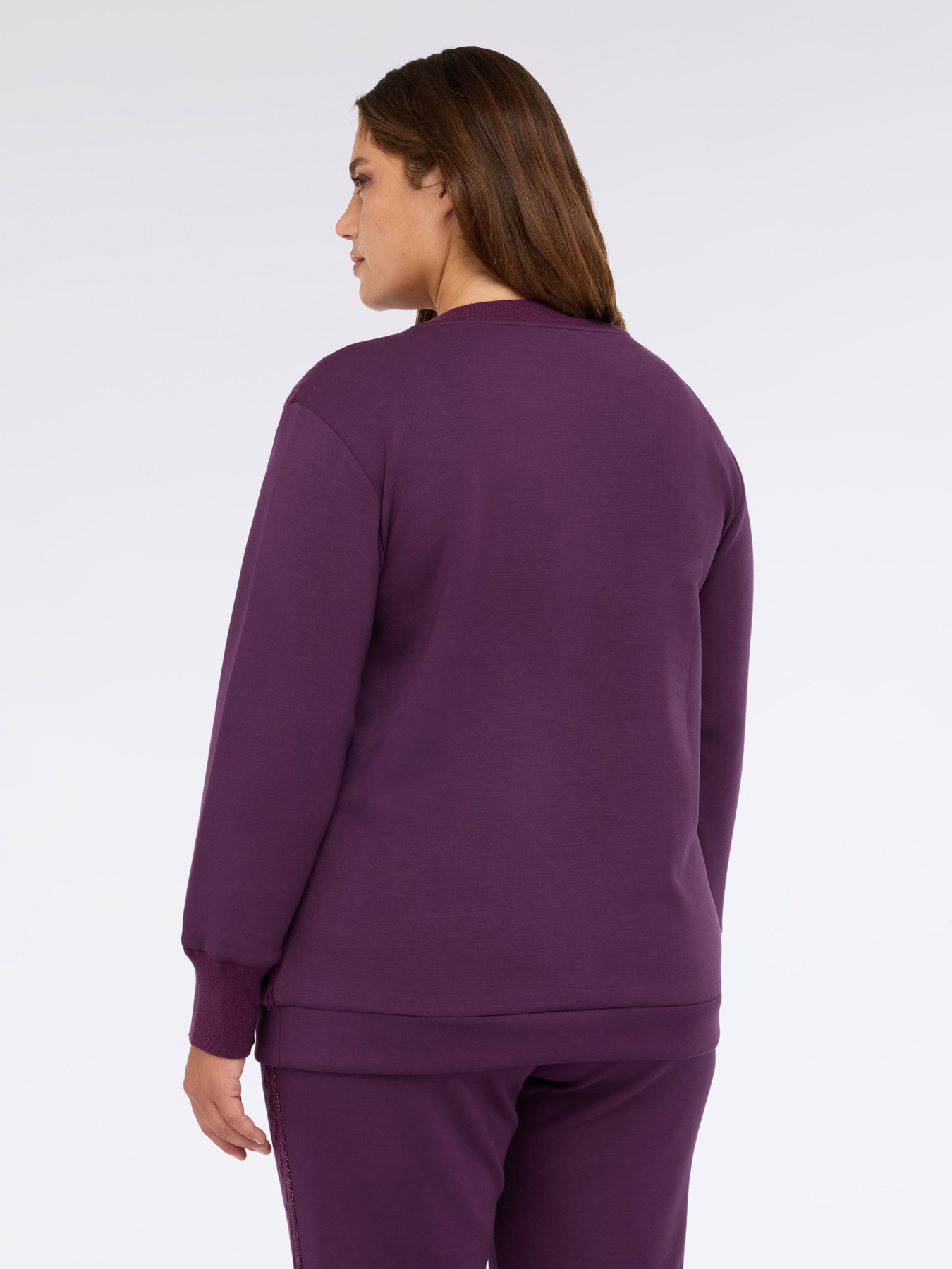 Double fabric sweatshirt with cable knit pattern image number 1