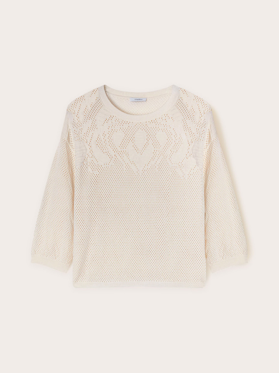 Openwork sweater with jacquard design
