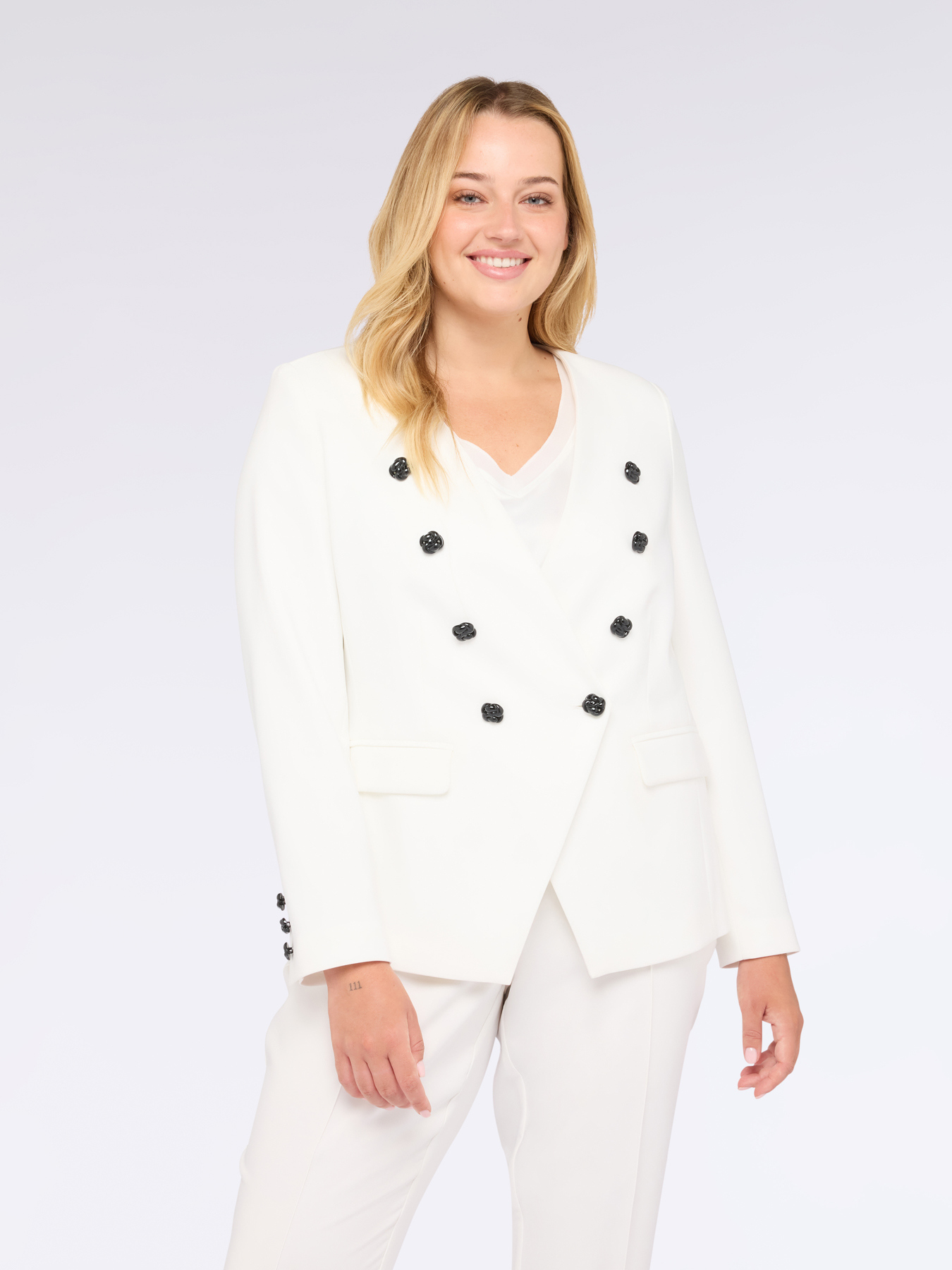 Short blazer with extra shiny jewel buttons image number 0