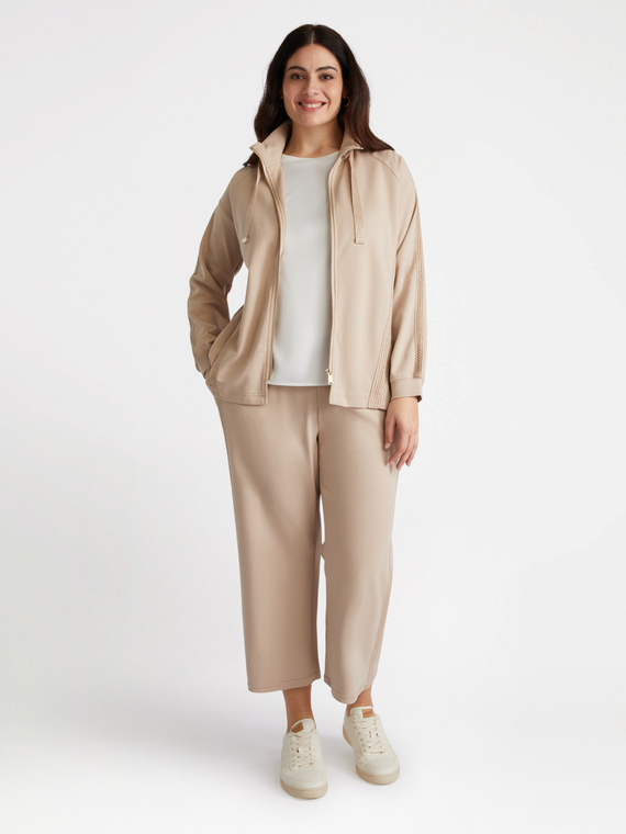 Cropped-Joggers mit Spitzenbordüren