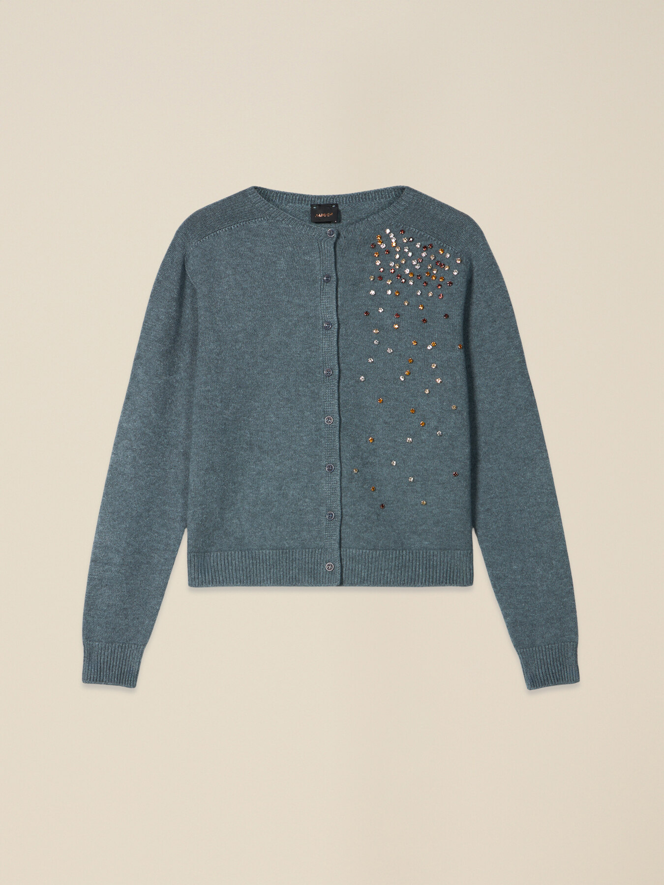 Viscose blend cardigan with crystals image number 3