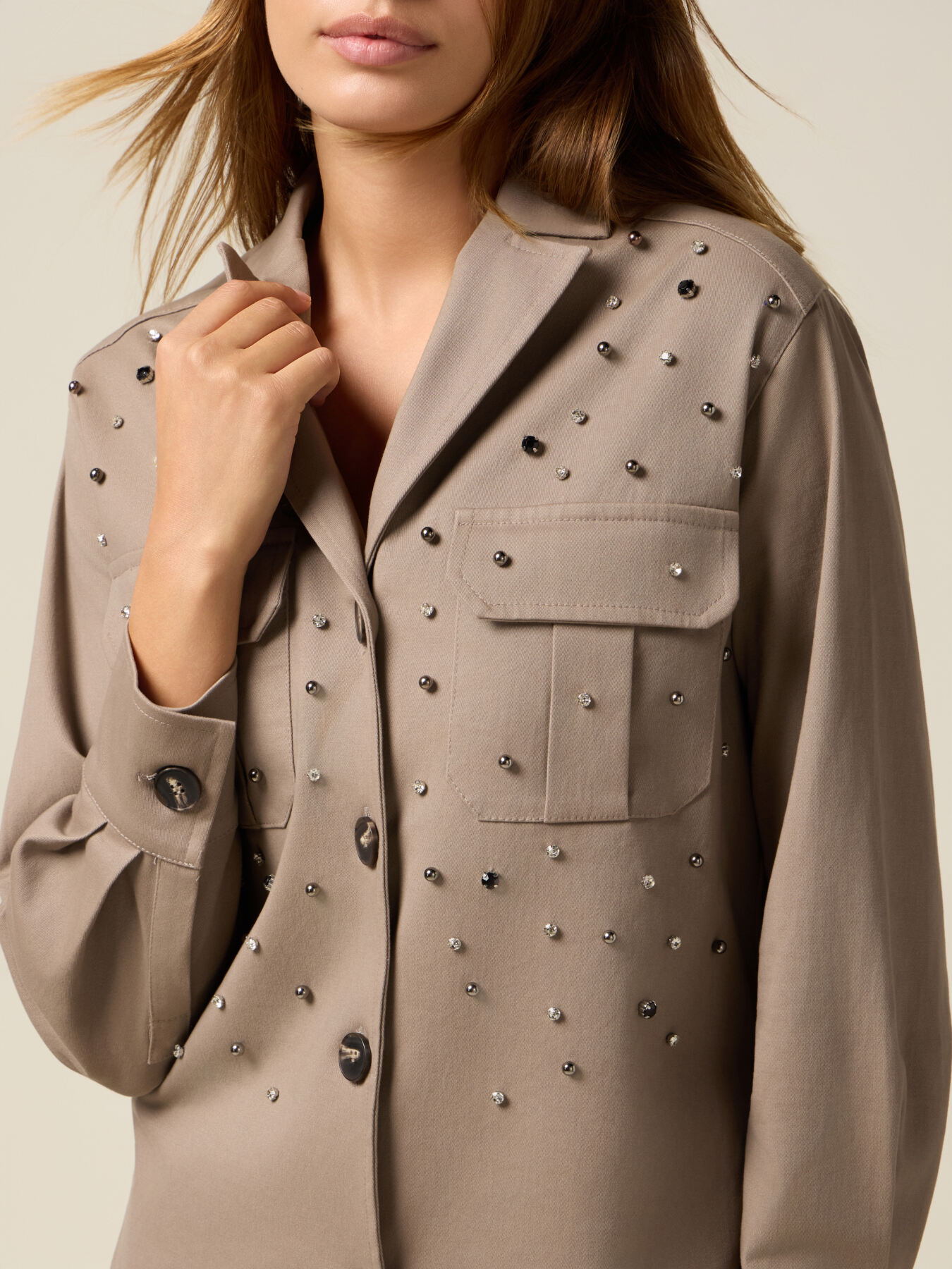 Shirt jacket with patch pockets image number 2