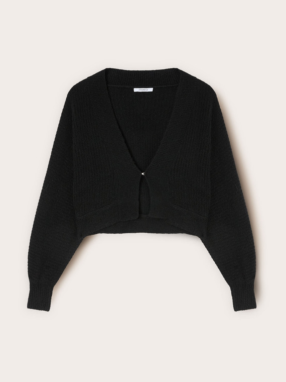 Cardigan scurt din tricot amestec de l&acirc;nă