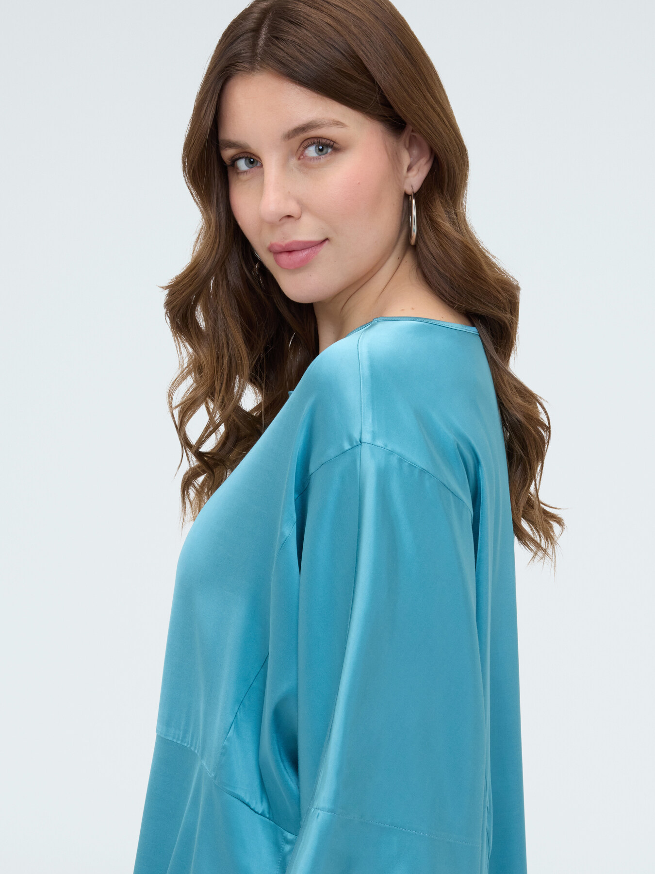 Satin blouse with boat neckline image number 3