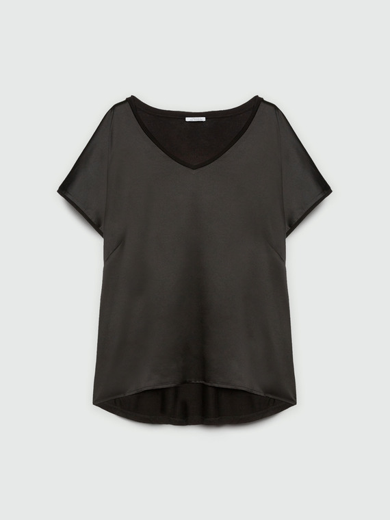 T-Shirt aus Satin und Jersey