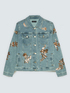 Denim jacket with floral sequin embroidery image number 5
