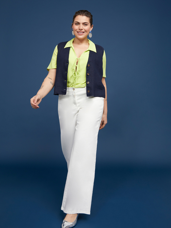 Jeans mit weitem Bein aus Baumwolle