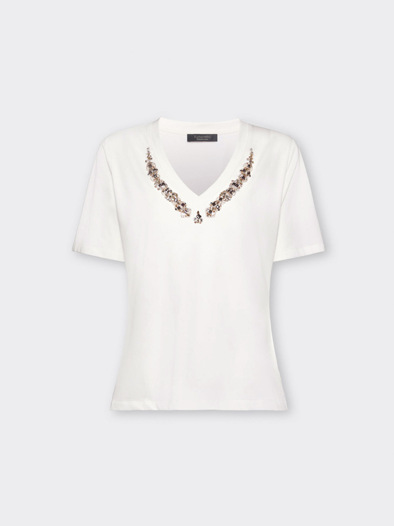 T-Shirt aus Baumwolle mit Stickerei