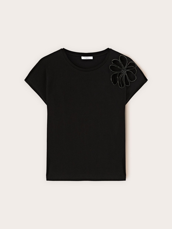 T-shirt con cut-out floreale