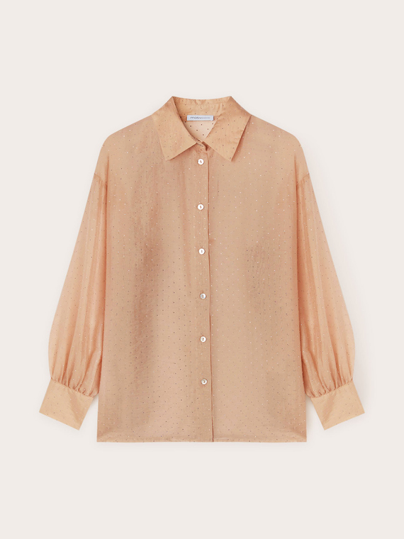 Chemise en lyocell mélangé avec petits cabochons