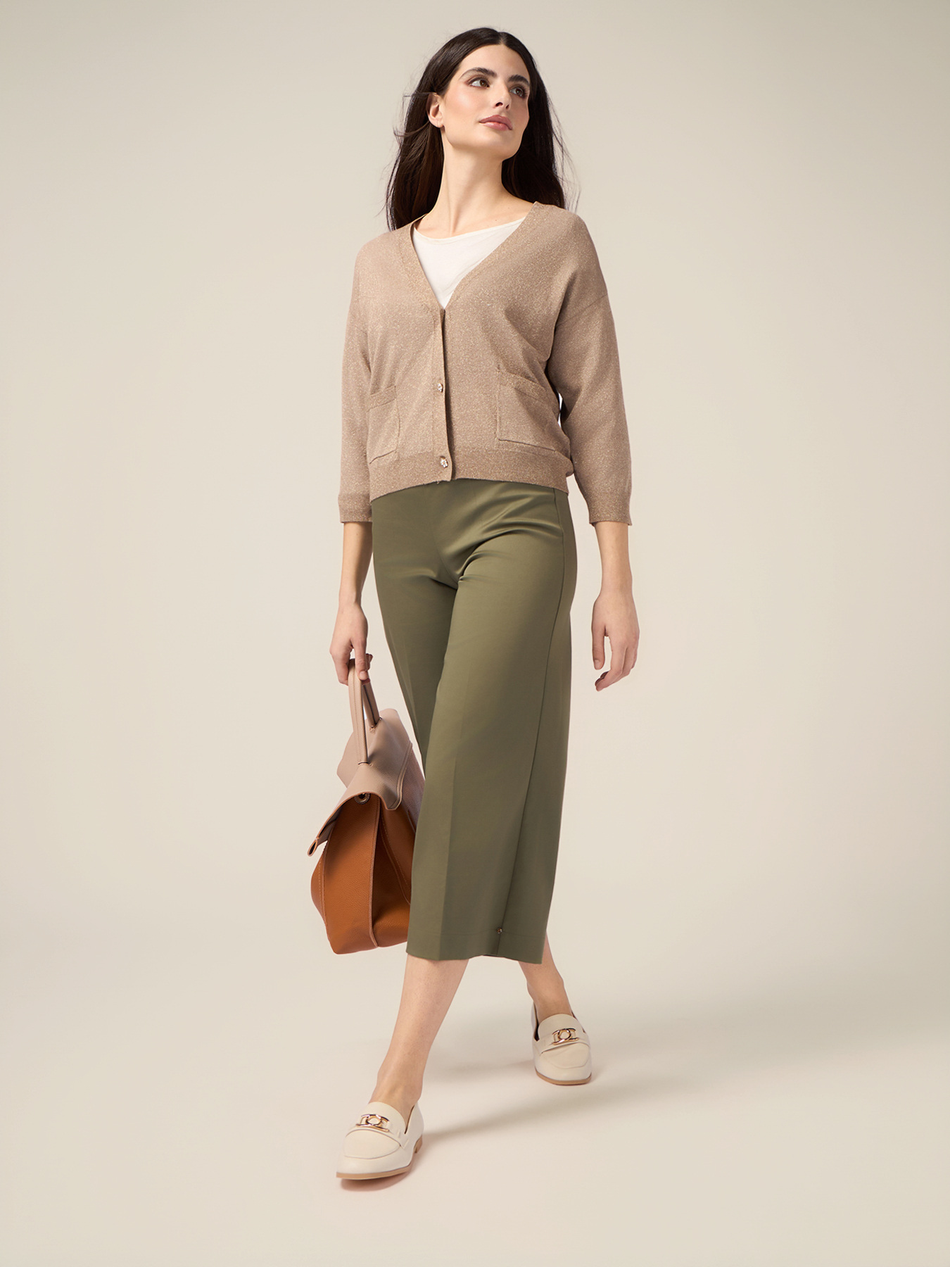 Cropped Palazzo-Hose aus Baumwollmischung image number 0