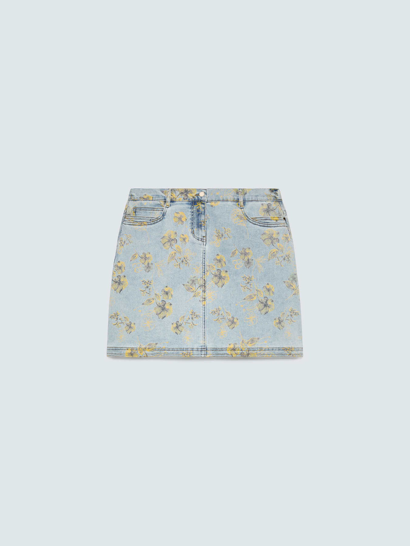 Minirock aus Denim mit Blumendruck image number 4