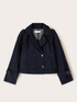 Short double-breasted denim trench coat image number 4