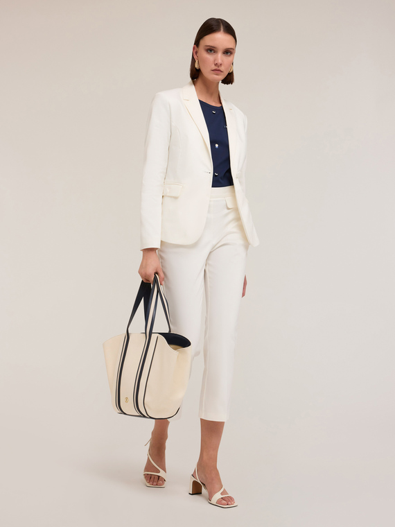 Blazer à simple boutonnage en coton technique