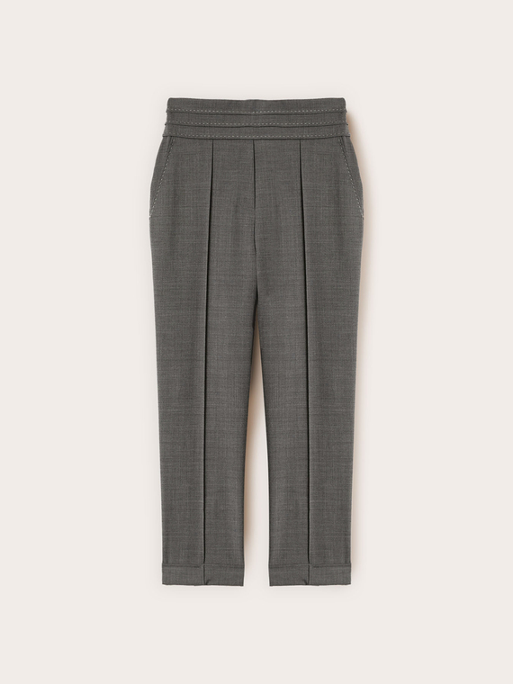 Pantalon cigarette avec surpiqûres