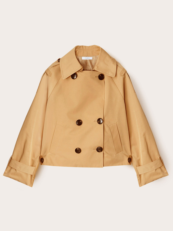 Short double-breasted trench coat