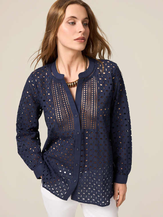 See-through eyelet blouse