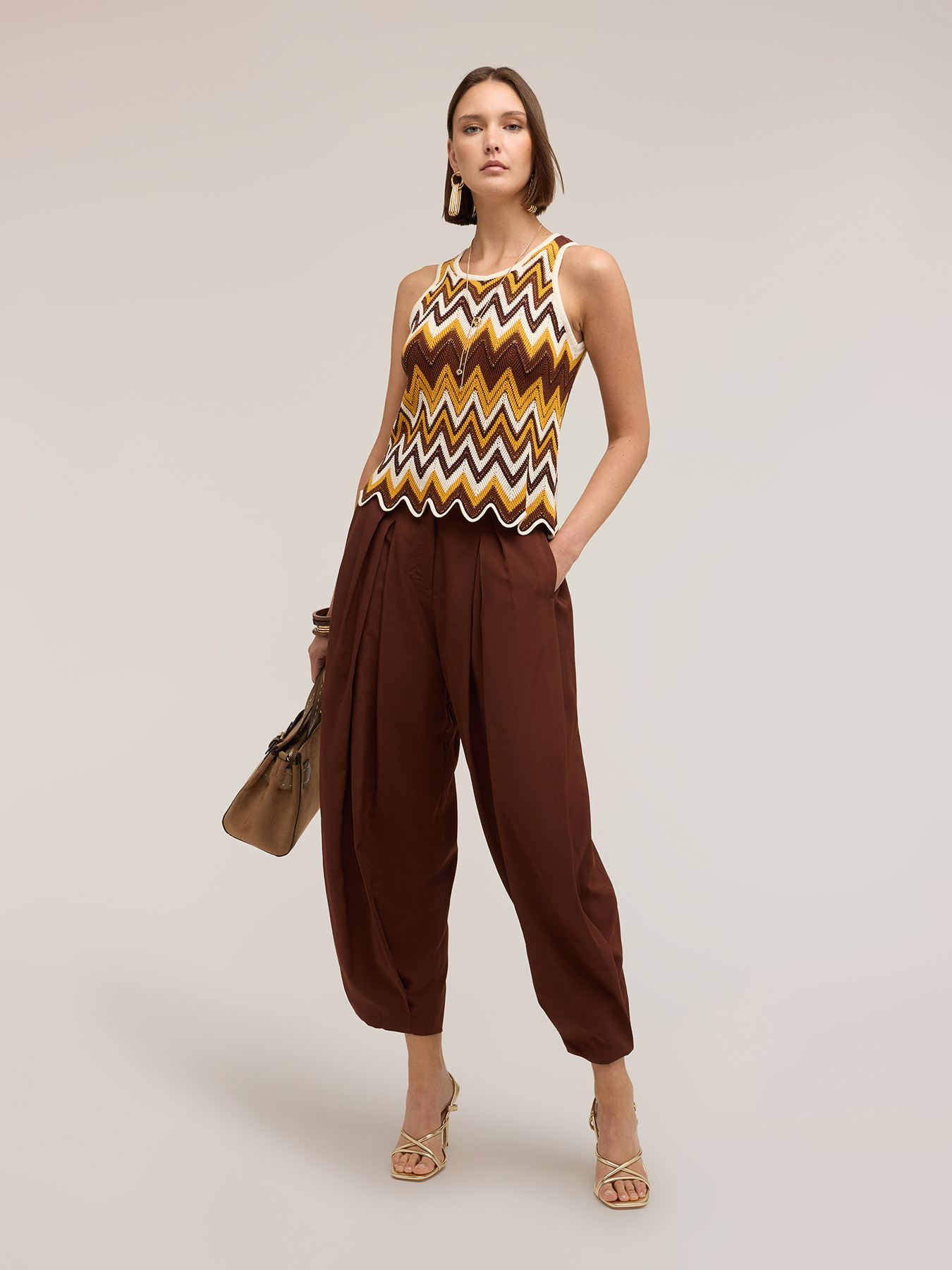 Top tricotat cu model chevron image number 2