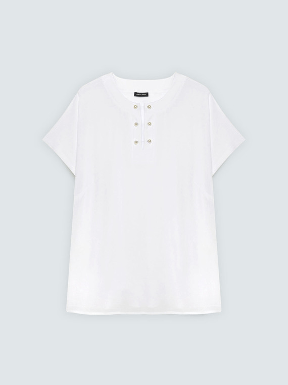 T-Shirt aus Viskose mit Perlendetail
