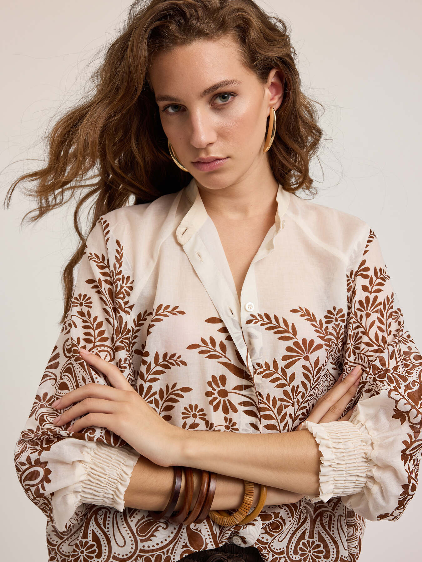 Oversize-Bluse aus Musselin mit Blumendruck image number 0