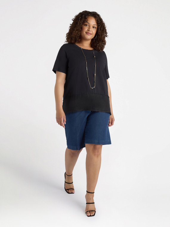 T-shirt boxy in due tessuti