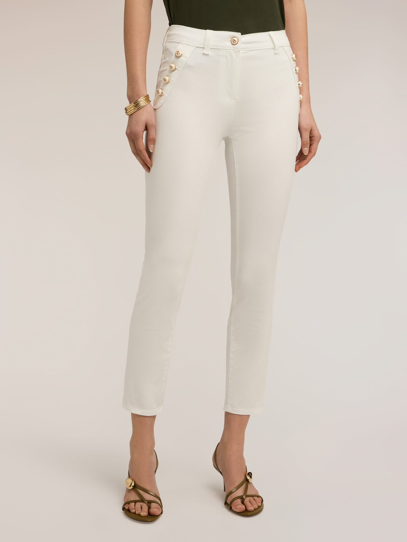 Slim-fit cotton drill trousers image number 2