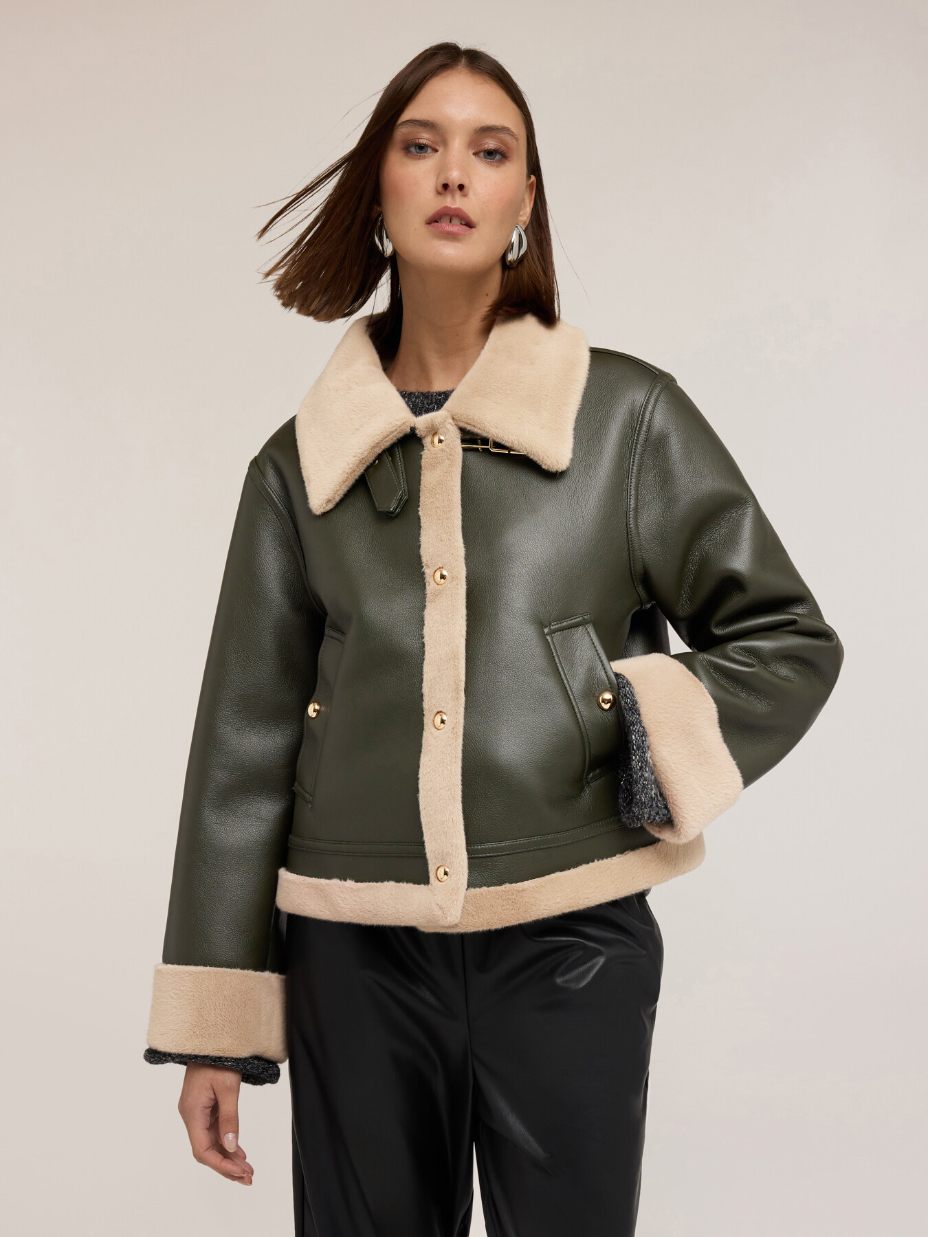 Shearling effect jacket with buttons image number 2