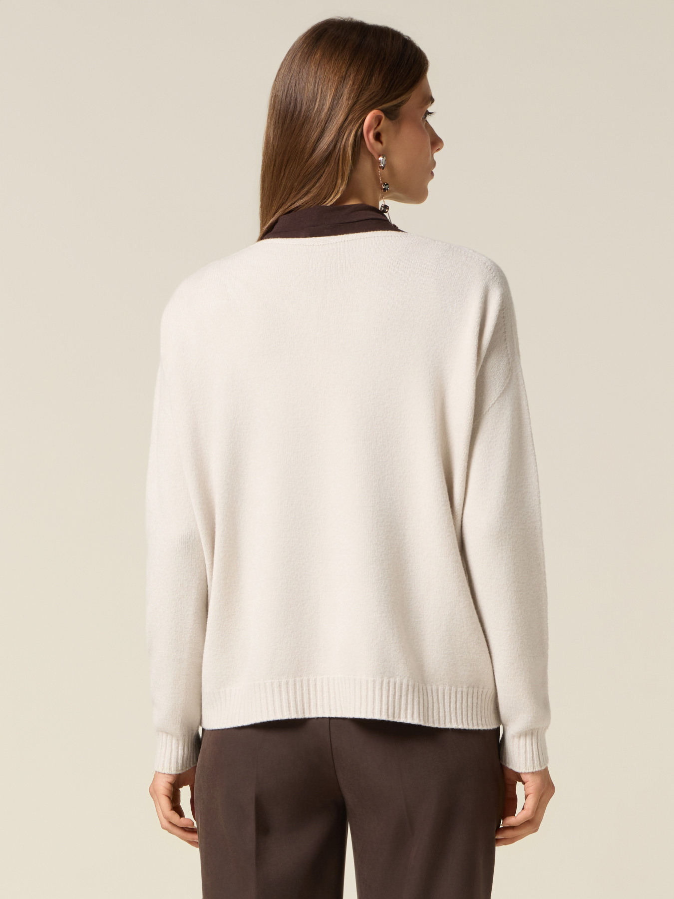 V-neck sweater with decorative pins image number 1