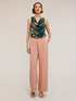 Pantaloni palazzo satin con piping laterale image number 0