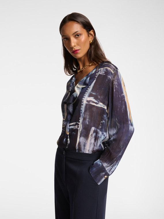 Chemisier en georgette imprim&eacute;
